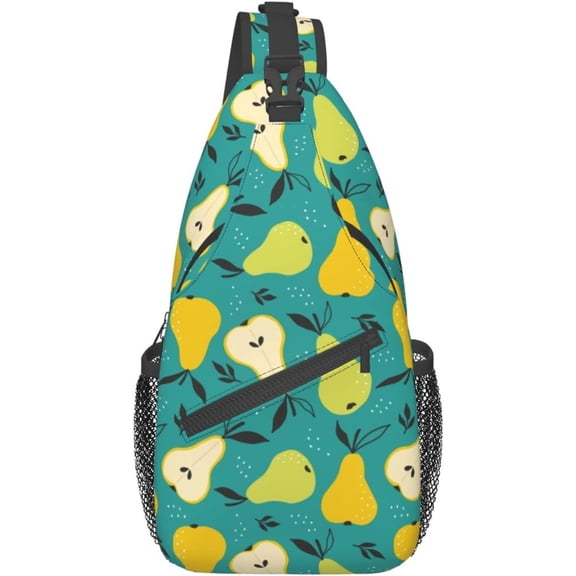 Fruit Pear Pattern Sling Bag Crossbody Hiking Travel Chest Bags Backpack Shoulder Daypack for Women Men