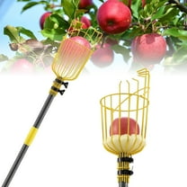 Soumns Fruit Picker, 8ft Heavy Duty Fruit Picker Tool with Basket & Bruise Free Foam Pad, Adjustable Picker Pole for Apple Orange Berry