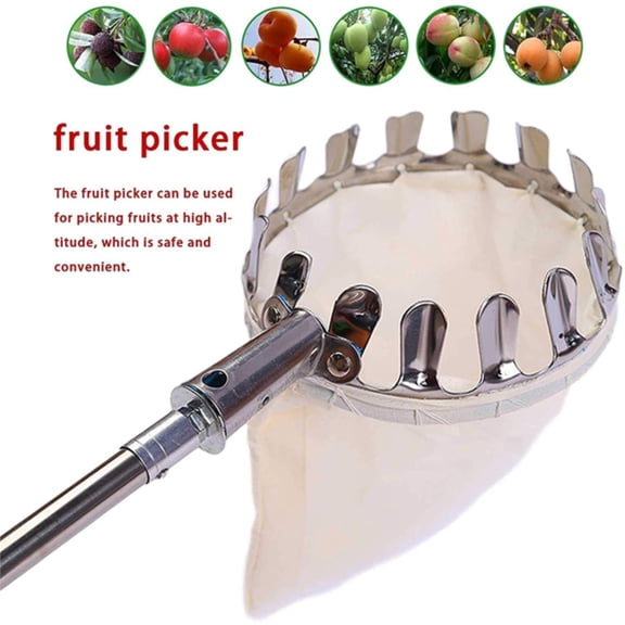 Fruit Picker Basket Tool – Lightweight Metal Fruit Catcher Head for Apple, Orange, Pear Picking – No Ladder Needed – Garden, Farm & Orchard Use
