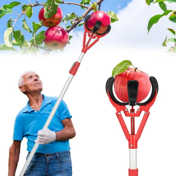 Fruit Picker Pole, Telescoping 51-91 Inch Apple Picker Tool with Triple Claw, for Harvesting Apple, Orange, Mango, Persimmon in Tree
