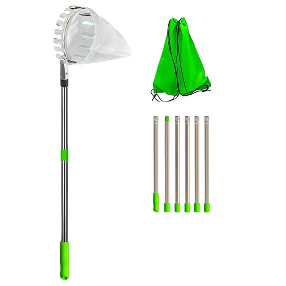 Fruit Picker Pole with Storage Bag Stainless Steel Fruit Picker 4M Telescopic High Tree Orchard Garden Picking Tools