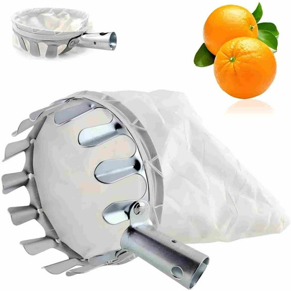 Fruit Picker Tool, Metal Cherry Picker Tool, Fruit Picker Basket Head, Fruit Harvester Attachment, Garden Hardware Tools - for Harvest Picking Apples Citrus Pear Peach (1PC, Silver)