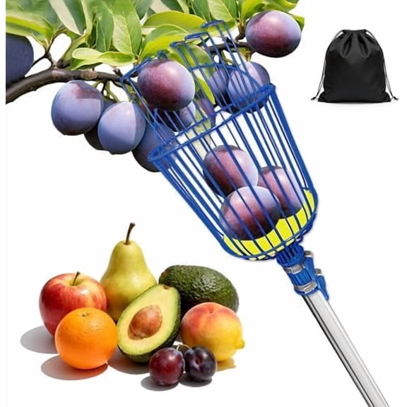 Fruit Picker Upgraded Round Claws Can Reduce Fruit Damage Lengths from 5 to 13 Feet Fruit Picker Pole with Basket Adjustable Suitable for Cherry Lemon Pear Mango Trees and More(160inch)