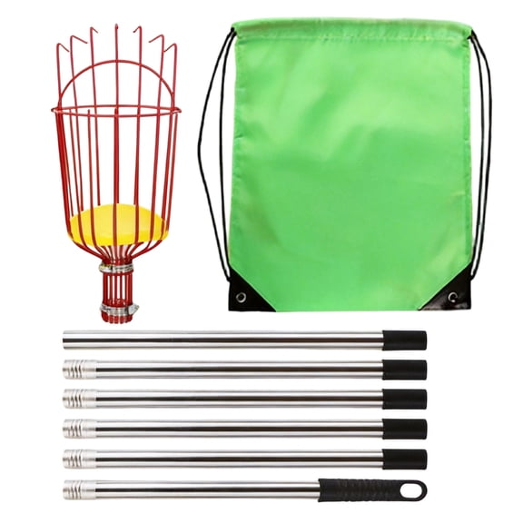 Fruit Picking with Basket, Apples Picking Tool Adjustable Rod Long Handle Avocados Grabber Tree Fruit Catcher for Harves