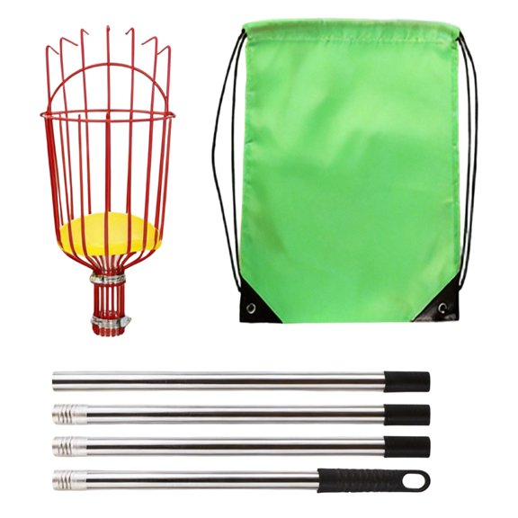 Fruit Picking with Basket, Apples Picking Tool Adjustable Rod Long Handle Avocados Grabber Tree Fruit Catcher for Harves