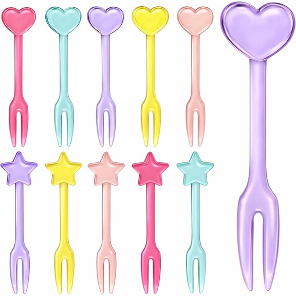 Fruit Picks, Bento Box Picks, Reusable Mini Toothpick Sticks, Heart Dessert Forks for Lunch Box