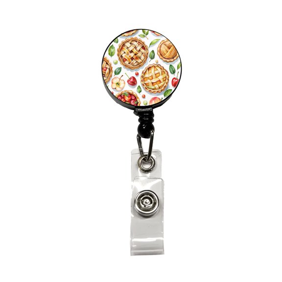 Fruit Pies Apple Cherry Retractable Reel ID Badge Key Card Name Tag Holder with Clip