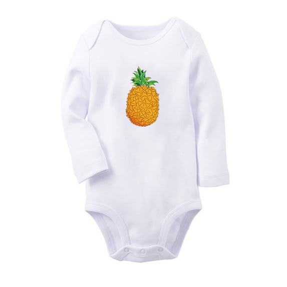 Fruit Pineapple Image Print Cute Rompers, Newborn Baby Unisex Bodysuits, Infant Jumpsuits, Toddler 0-12 Months Kids Long Sleeves Oufits (White, 6-12 Months)
