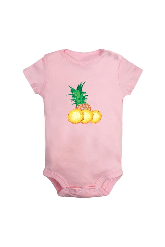 Fruit Pineapple Image Print Rompers For Babies, Newborn Baby Unisex Bodysuits, Infant Jumpsuits, Toddler 0-24 Months Kids One-Piece Oufits (Pink, 6-12 Months)