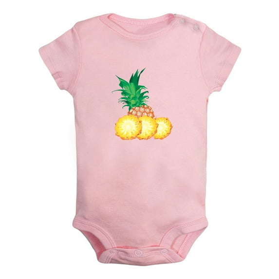 Fruit Pineapple Image Print Rompers For Babies, Newborn Baby Unisex Bodysuits, Infant Jumpsuits, Toddler 0-24 Months Kids One-Piece Oufits (Pink, 6-12 Months)