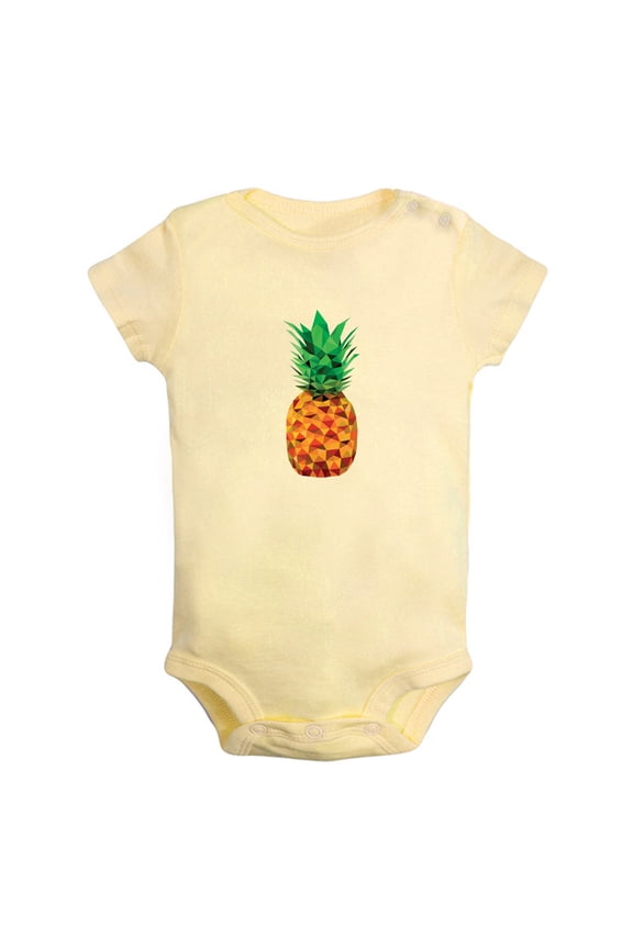 Fruit Pineapple Image Print Rompers For Babies, Newborn Baby Unisex Bodysuits, Infant Jumpsuits, Toddler 0-24 Months Kids One-Piece Oufits (Yellow, 0-6 Months)