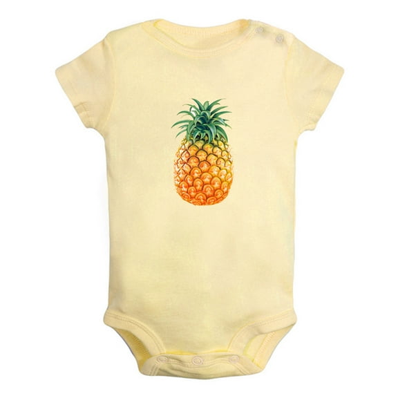 Fruit Pineapple Image Print Rompers For Babies, Newborn Baby Unisex Bodysuits, Infant Jumpsuits, Toddler 0-24 Months Kids One-Piece Oufits (Yellow, 6-12 Months)