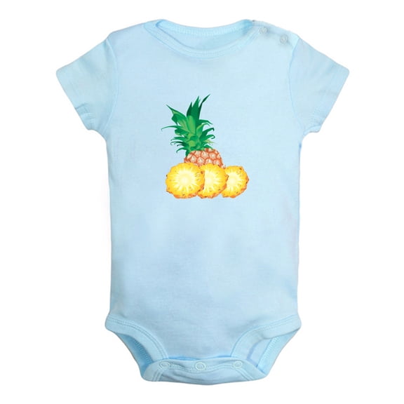 Fruit Pineapple Image Print Rompers For Babies, Newborn Baby Unisex Bodysuits, Infant Jumpsuits, Toddler 0-24 Months Kids One-Piece Oufits (Blue, 0-6 Months)