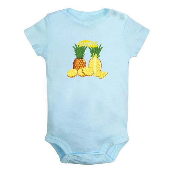 Fruit Pineapple Image Print Rompers For Babies, Newborn Baby Unisex Bodysuits, Infant Jumpsuits, Toddler 0-24 Months Kids One-Piece Oufits (Blue, 12-18 Months)