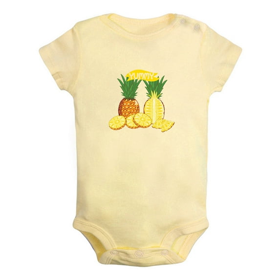 Fruit Pineapple Image Print Rompers For Babies, Newborn Baby Unisex Bodysuits, Infant Jumpsuits, Toddler 0-24 Months Kids One-Piece Oufits (Yellow, 0-6 Months)