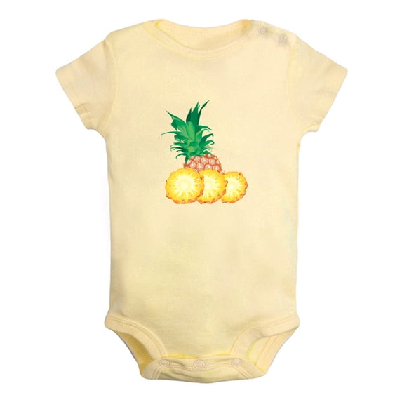 Fruit Pineapple Image Print Rompers For Babies, Newborn Baby Unisex Bodysuits, Infant Jumpsuits, Toddler 0-24 Months Kids One-Piece Oufits (Yellow, 0-6 Months)
