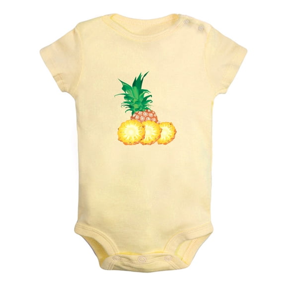 Fruit Pineapple Image Print Rompers For Babies, Newborn Baby Unisex Bodysuits, Infant Jumpsuits, Toddler 0-24 Months Kids One-Piece Oufits (Yellow, 0-6 Months)