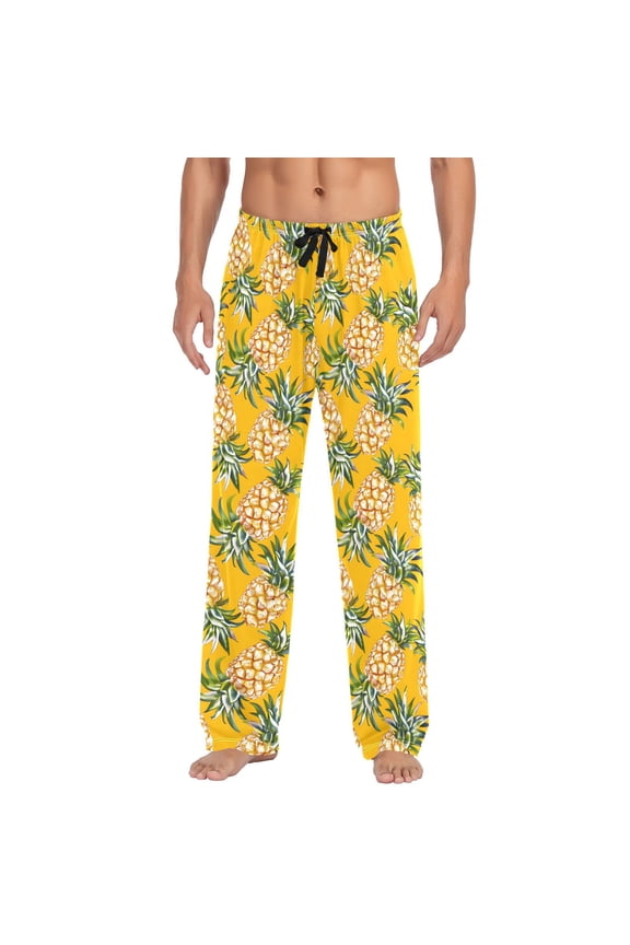Fruit Pineapple Men's Pajama Pants Cotton Long Sleepwear Lounge Pants M