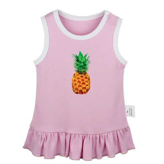 Fruit Pineapple Pattern Dresses For Baby, Newborn Babies Skirts, Infant Princess Dress, 0-24M Kids Graphic Clothes (Pink Sleeveless Dresses, 0-6 Months)