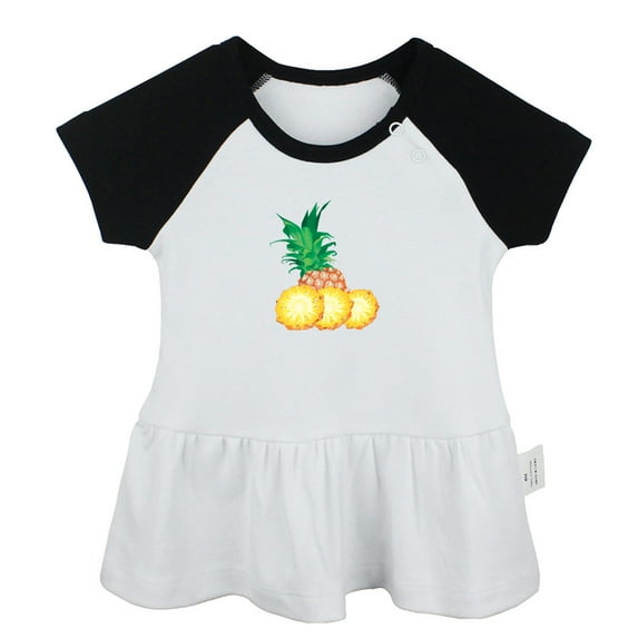 Fruit Pineapple Pattern Dresses For Baby, Newborn Babies Skirts, Infant Princess Dress, 0-24M Kids Graphic Clothes (Black Raglan Dresses, 0-6 Months)
