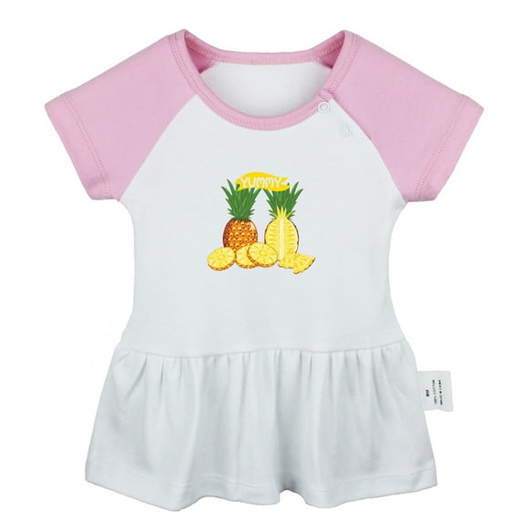 Fruit Pineapple Pattern Dresses For Baby, Newborn Babies Skirts, Infant Princess Dress, 0-24M Kids Graphic Clothes (Pink Raglan Dresses, 0-6 Months)