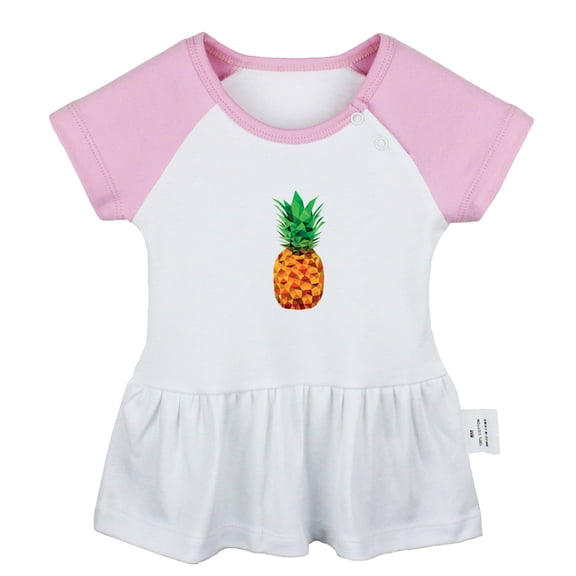 Fruit Pineapple Pattern Dresses For Baby, Newborn Babies Skirts, Infant Princess Dress, 0-24M Kids Graphic Clothes (Pink Raglan Dresses, 12-18 Months)