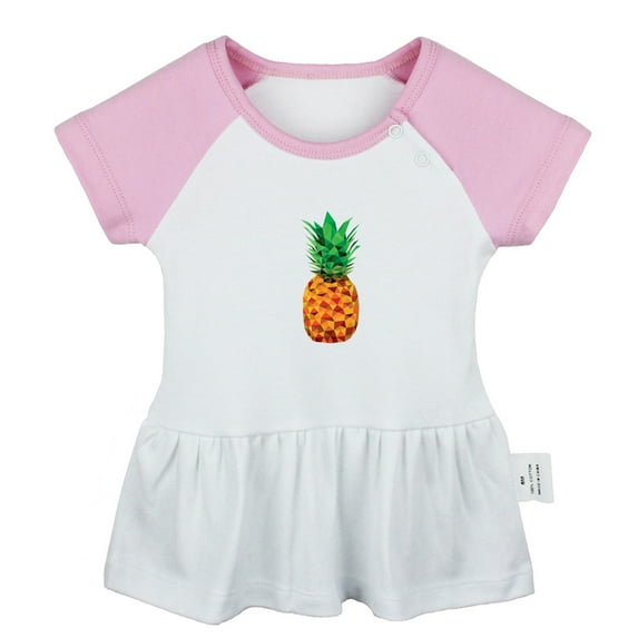 Fruit Pineapple Pattern Dresses For Baby, Newborn Babies Skirts, Infant Princess Dress, 0-24M Kids Graphic Clothes (Pink Raglan Dresses, 18-24 Months)