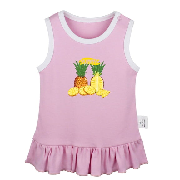 Fruit Pineapple Pattern Dresses For Baby, Newborn Babies Skirts, Infant Princess Dress, 0-24M Kids Graphic Clothes (Pink Sleeveless Dresses, 18-24 Months)