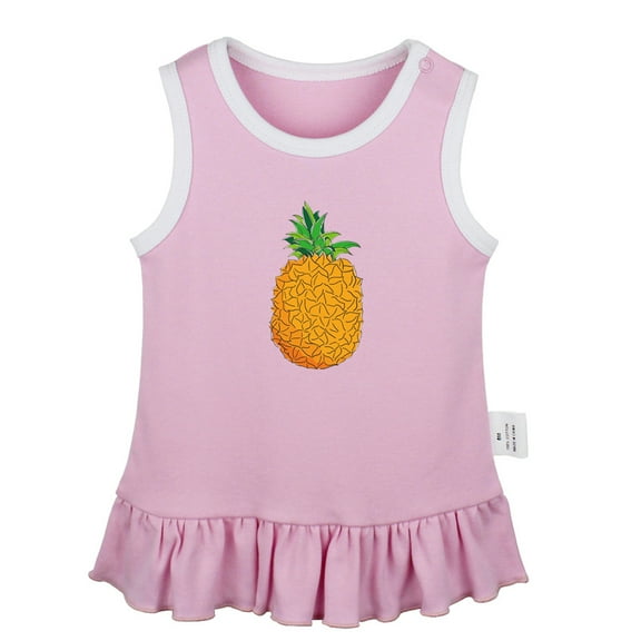 Fruit Pineapple Pattern Dresses For Baby, Newborn Babies Skirts, Infant Princess Dress, 0-24M Kids Graphic Clothes (Pink Sleeveless Dresses, 6-12 Months)