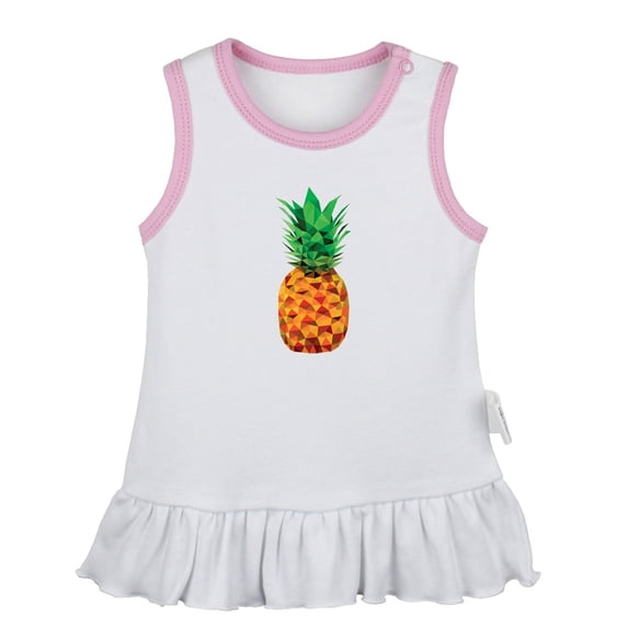 Fruit Pineapple Pattern Dresses For Baby, Newborn Babies Skirts, Infant Princess Dress, 0-24M Kids Graphic Clothes (White Sleeveless Dresses, 0-6 Months)