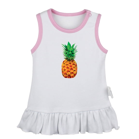 Fruit Pineapple Pattern Dresses For Baby, Newborn Babies Skirts, Infant Princess Dress, 0-24M Kids Graphic Clothes (White Sleeveless Dresses, 18-24 Months)