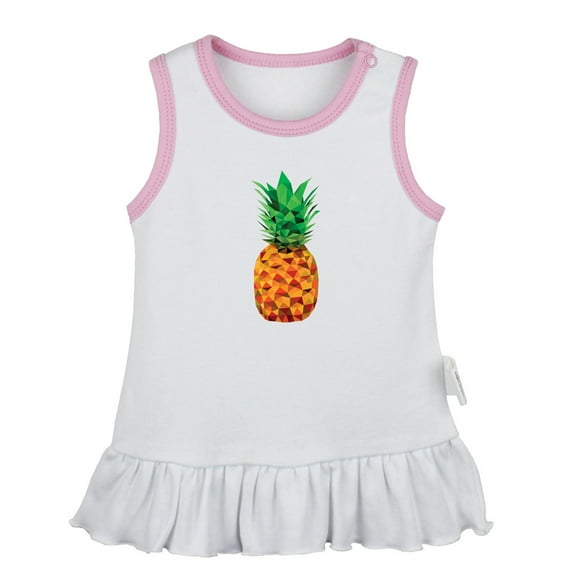 Fruit Pineapple Pattern Dresses For Baby, Newborn Babies Skirts, Infant Princess Dress, 0-24M Kids Graphic Clothes (White Sleeveless Dresses, 6-12 Months)