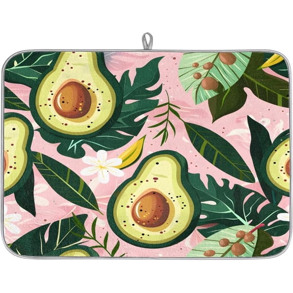 Fruit Pitaya Lemons Dish Drying Mat for Kitchen Counter,18 X 24 in Microfiber Drying Pad Dishes Drainer Mat Dish Rack Mats Absorbent Kitchen Accessories Coffee Maker Mat, Large