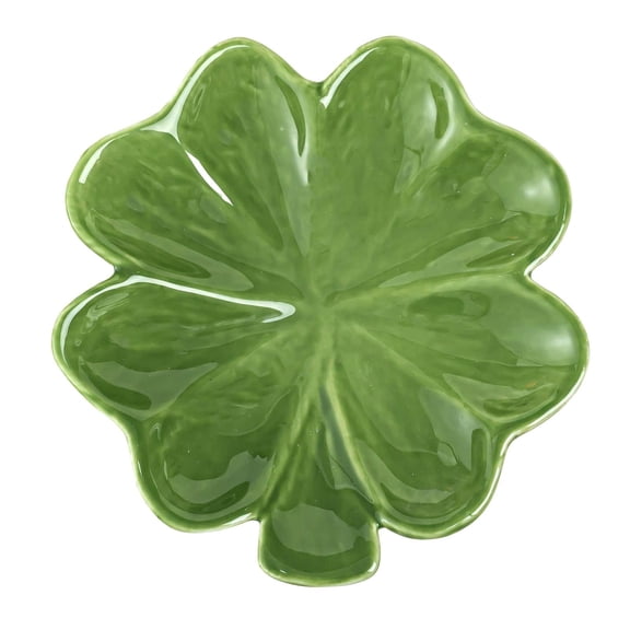 Fruit Plate 1 Style Ceramic Leaf Tray Minimalist Green Design Jewelry Cosmetic Organizer Decorative Serving Dish for Living Room Bedroom Bath