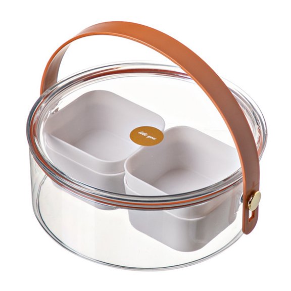 Fruit Plate Compartment with Transparent Lid Grip Handle Large Capacity Easy to Clean Snack Storage Container