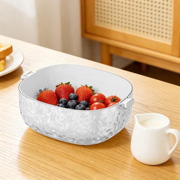 Fruit Plate, Large Size Hollow Drainage Serving Platter, High End Decorative Candy Dish, Multi Use Snack Tray for Living Room Coffee Table Home Kitchen Countertop Use