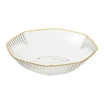 Fruit Plate Salad Plate Modern Fruit Dishes for Countertops Home Table Centerpiece, Lightweight Striped Plastic Serving Bowl for Snack Candy, Living Room & Party , Hot Stamping-Transparent White*1