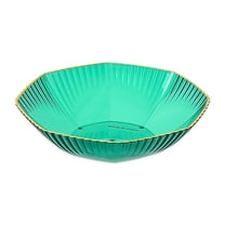 Fruit Plate Salad Plate Modern Fruit Dishes for Countertops Home Table Centerpiece, Lightweight Striped Plastic Serving Bowl for Snack Candy, Living Room & Party Decor, Hot Stamping-Sapphire Green*1