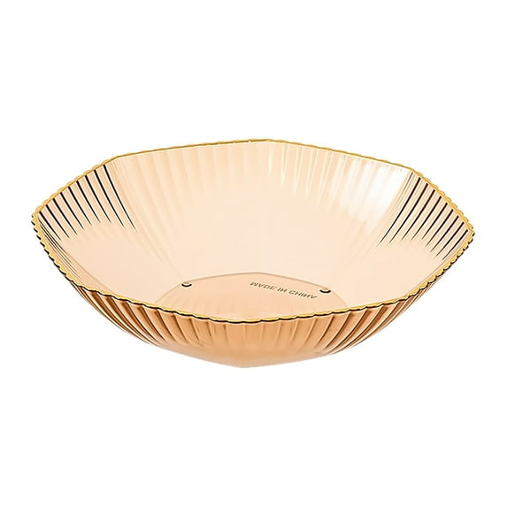 Fruit Plate Salad Plate Modern Fruit Dishes for Countertops Home Table Centerpiece, Lightweight Striped Plastic Serving Bowl for Snack Candy, Living Room & Party , Hot Stamping-Transparent Orange*1