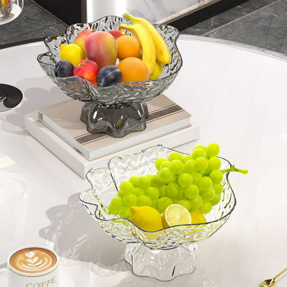 Fruit Plates 1PC, Snack Plates 10.83x10.83x5.51in, Clear Plastic Serving Tray with Drain Holes for Family Gathering, Outdoor Barbecue, and Birthday Party Gifts(Clear)