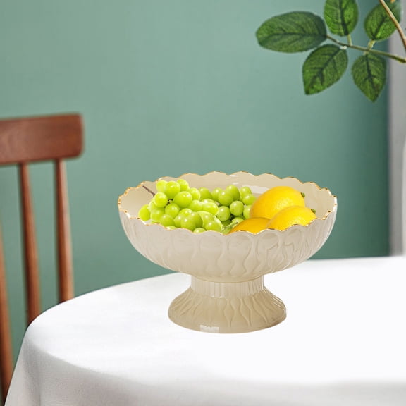 Fruit Plates - Clear Plastic High Value Thickened Tall Draining Basket for Snacks and Grain Storage in Living Room,9.4 x 5.3 x 1.6 in,(White),Ccwuwei