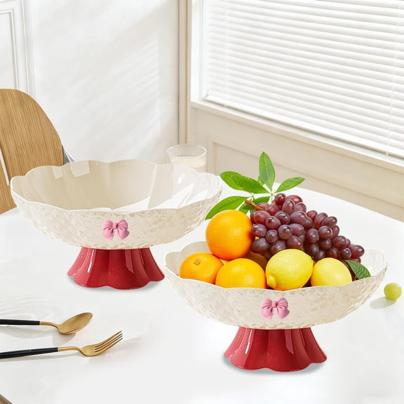 Fruit Plates with Detachable Drain Base, Plastic Serving Tray for Vegetables Snacks Candy, Multi-Purpose Kitchen Dining Tableware for Home Party Picnic Office, Durable Dishwasher Safe Snack Bowls