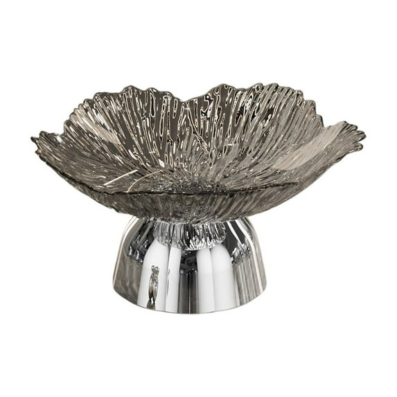 Fruit Plates, Elegant and Practical Bread and Snack Footed Bowls for Kitchen Counter, Salad or Dessert Display Trays for Parties(Black Silver)