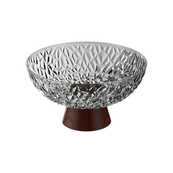 Fruit Plates Plastic Gray Clear Snack Tray with Detachable Base for Living Room Coffee Table, 26x26x13cm