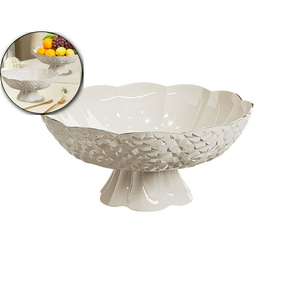 Fruit Plates Plastic Snack Tray with Detachable Base for Vegetables Candy Serving – White 9.8x9.8 Inch
