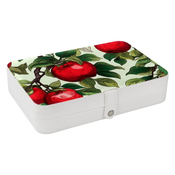 Fruit Portable PU Leather Earring Holder Storage Box Display Case with Removable Compartment