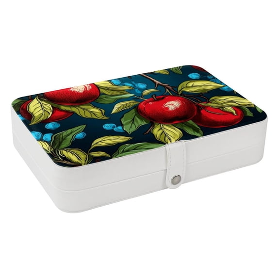 Fruit Portable PU Leather Travel Jewelry Stand Organizer Box with Removable Compartment and Necklace Holder