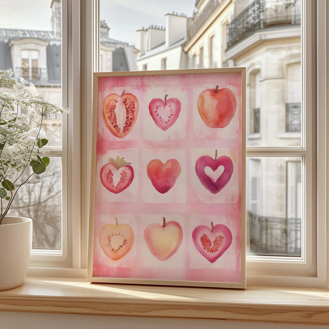 Fruit Poster, Modern Heart, Red And Illustration, Playful, Living Room ...