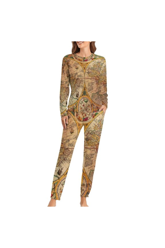 Fruit Print Pajamas Oranges And Lemons Two Piece Casual Pajamas Set Female Long Sleeves Trendy Oversized Home Suit