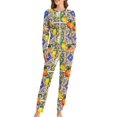 thumbnail image 1 of Fruit Print Pajamas Oranges And Lemons Two Piece Casual Pajamas Set Female Long Sleeves Trendy Oversized Home Suit, 1 of 7